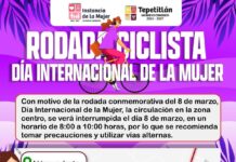 Anuncian cierre parcial de vialidades por rodada conmemorativa del 8 de marzo en Tepetitlán