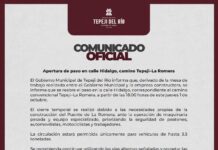 Reabren la calle Hidalgo en el camino Tepeji La Romera tras avances en la obra del puente